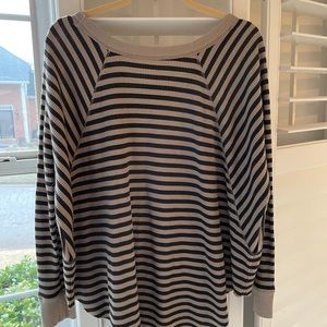 Free People Stripped Waffle Knit Shirt